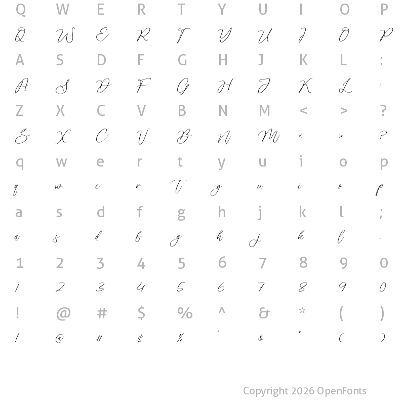 Character Map of Horsion Sorelistha Script Regular