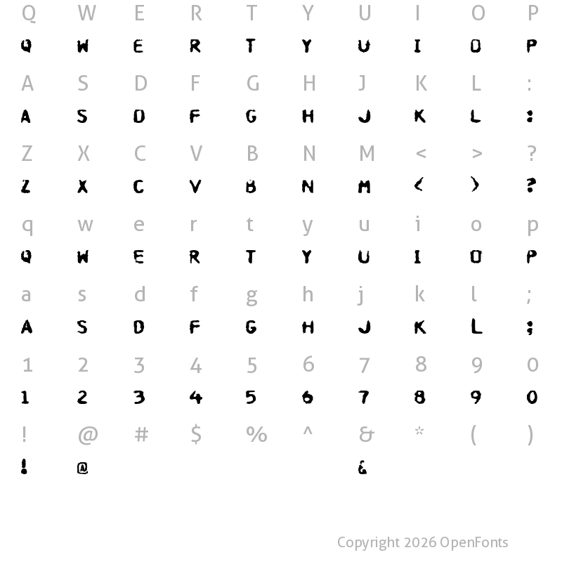 Character Map of Hospital Regular