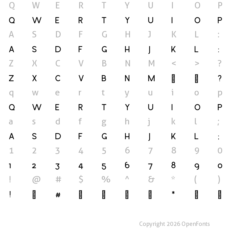 Character Map of Hossa Medium