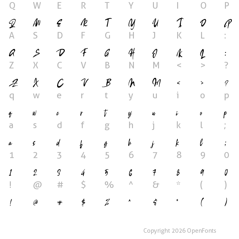 Character Map of Hot ink Regular