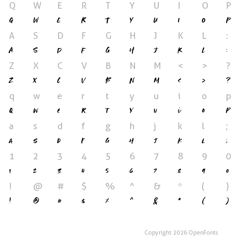 Character Map of Hot Mess Regular