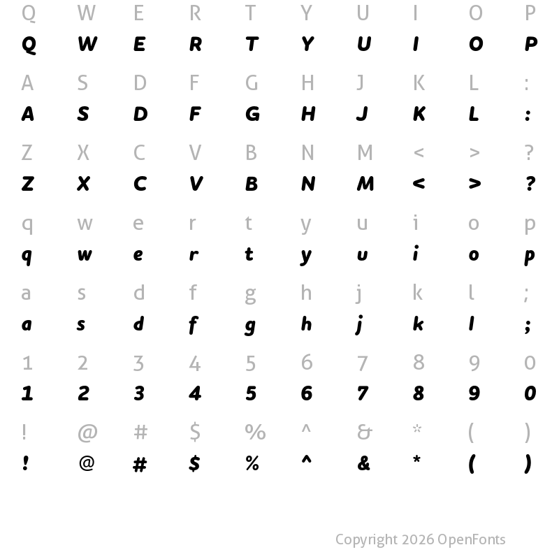 Character Map of Houschka Rounded ExtraBold Italic