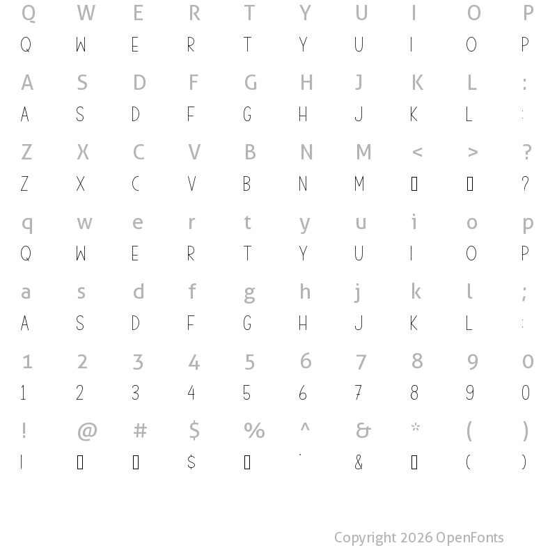 Character Map of House Minimalist Regular