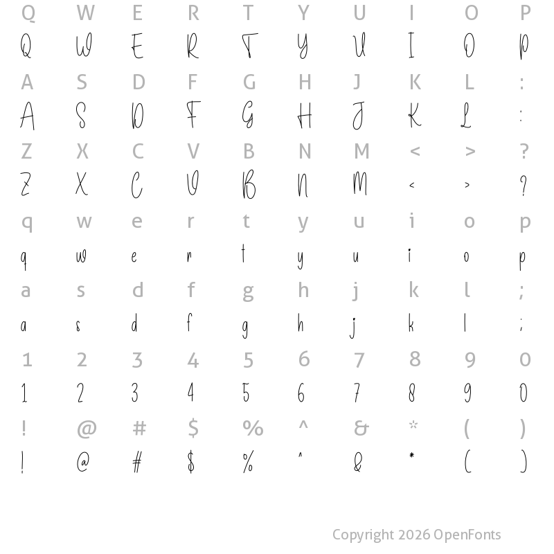 Character Map of House Planner Regular