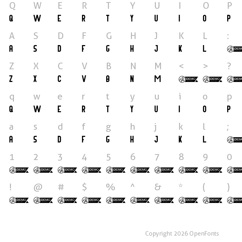 Character Map of Houze Demo Regular