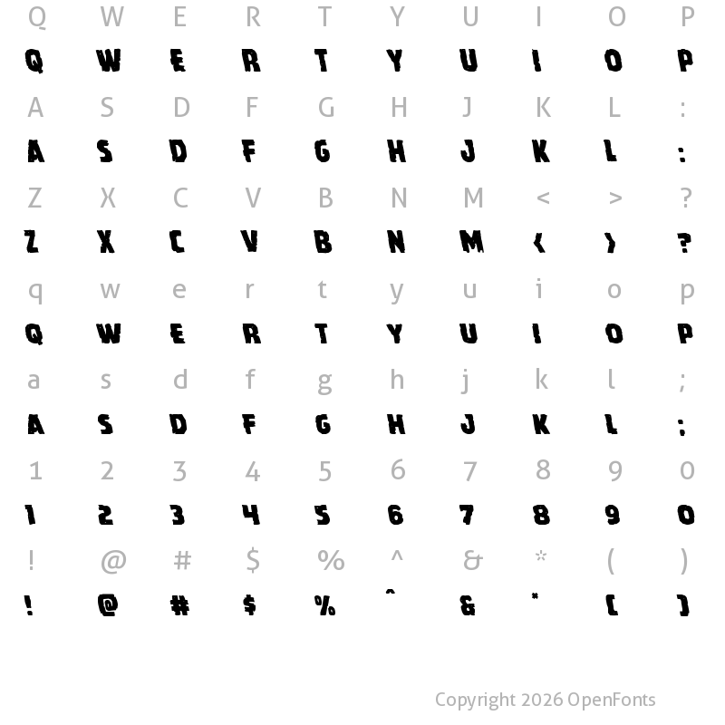 Character Map of Howlin' Mad Leftalic Italic