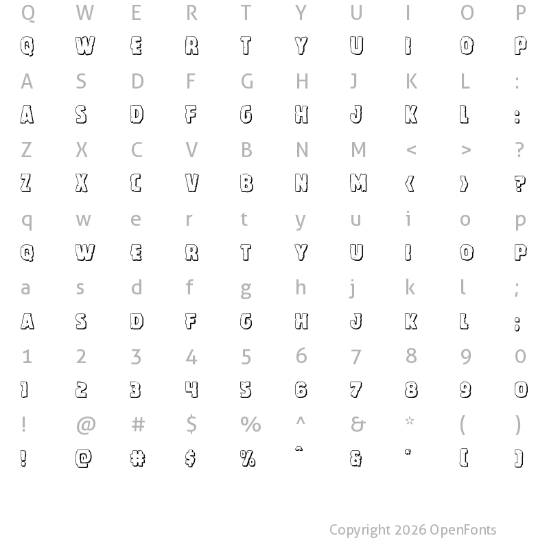 Character Map of Howlin' Mad Shadow Regular