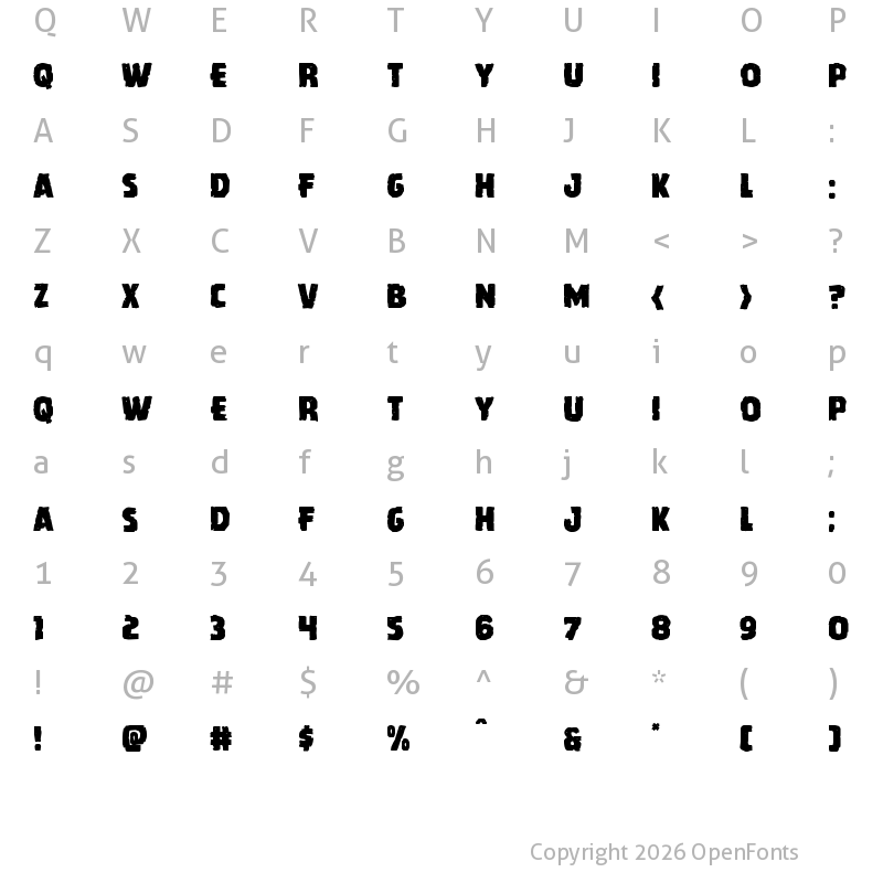 Character Map of Howlin' Mad Staggered Regular