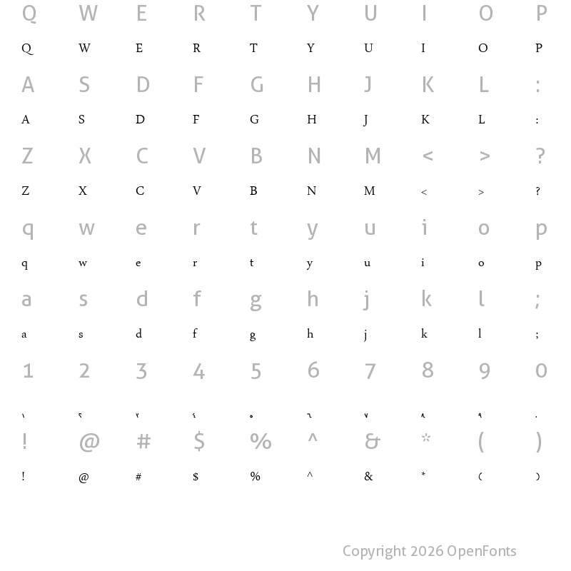 Character Map of H?srev Hatt? Arap?a Regular
