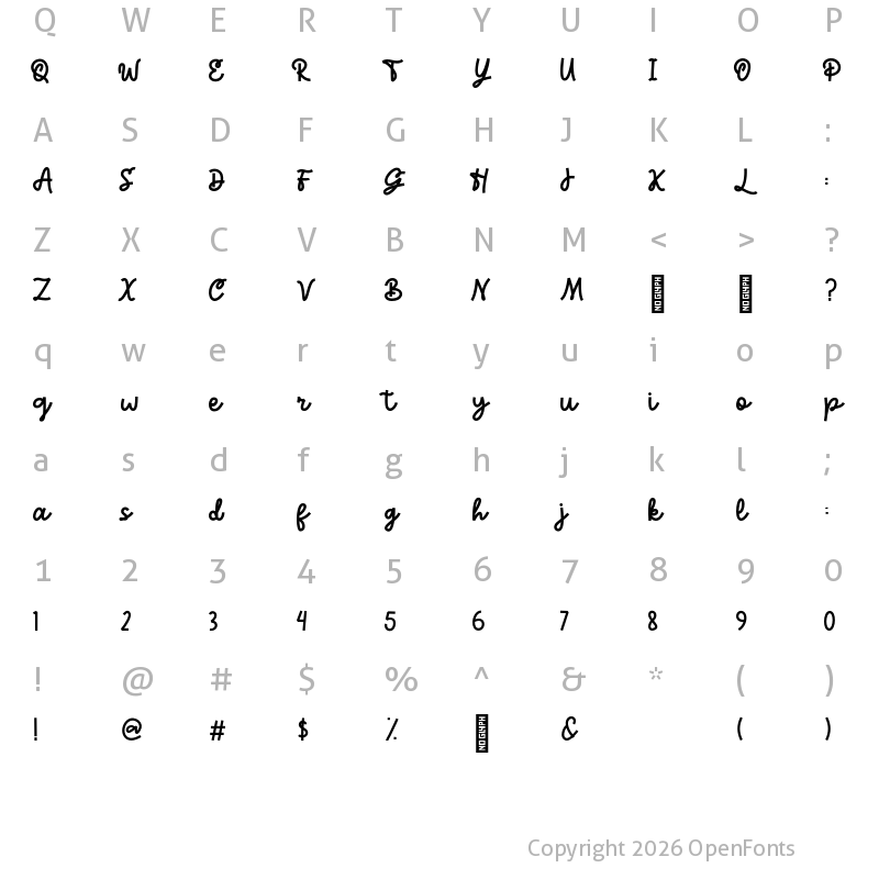 Character Map of HT Daisy Delight Script