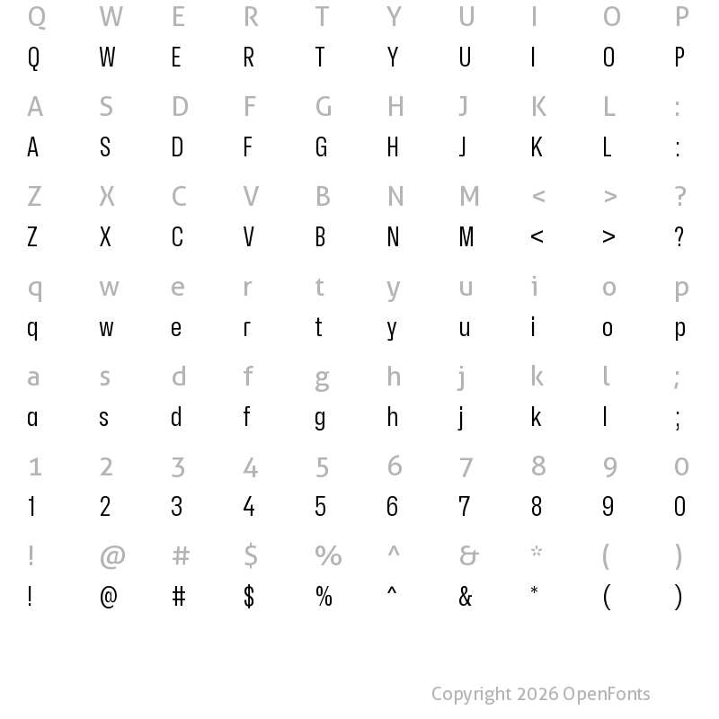 Character Map of Hubot-Sans Regular Narrow