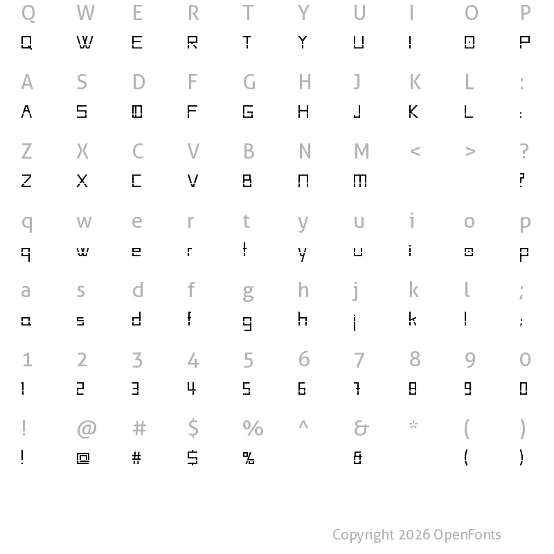 Character Map of HUECO Regular