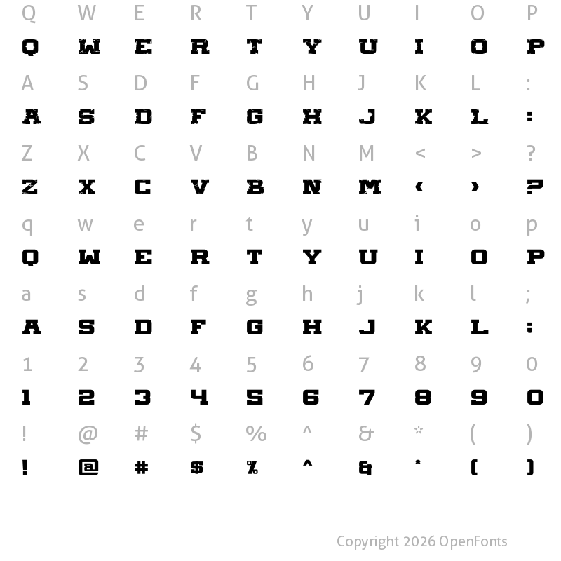 Character Map of HUGE CRACK Regular