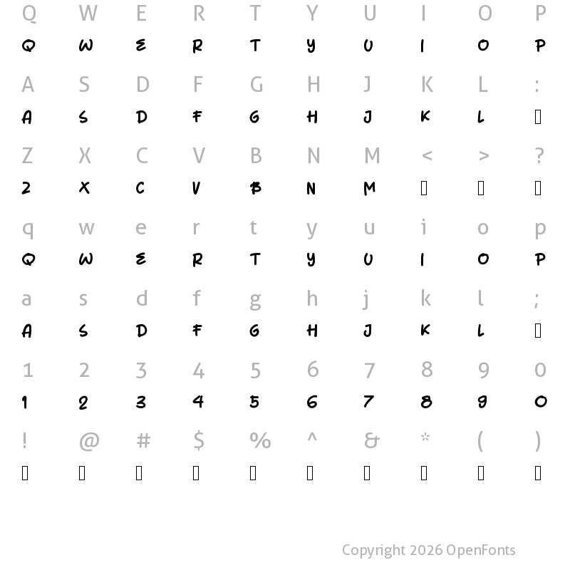 Character Map of HugeBoy Regular