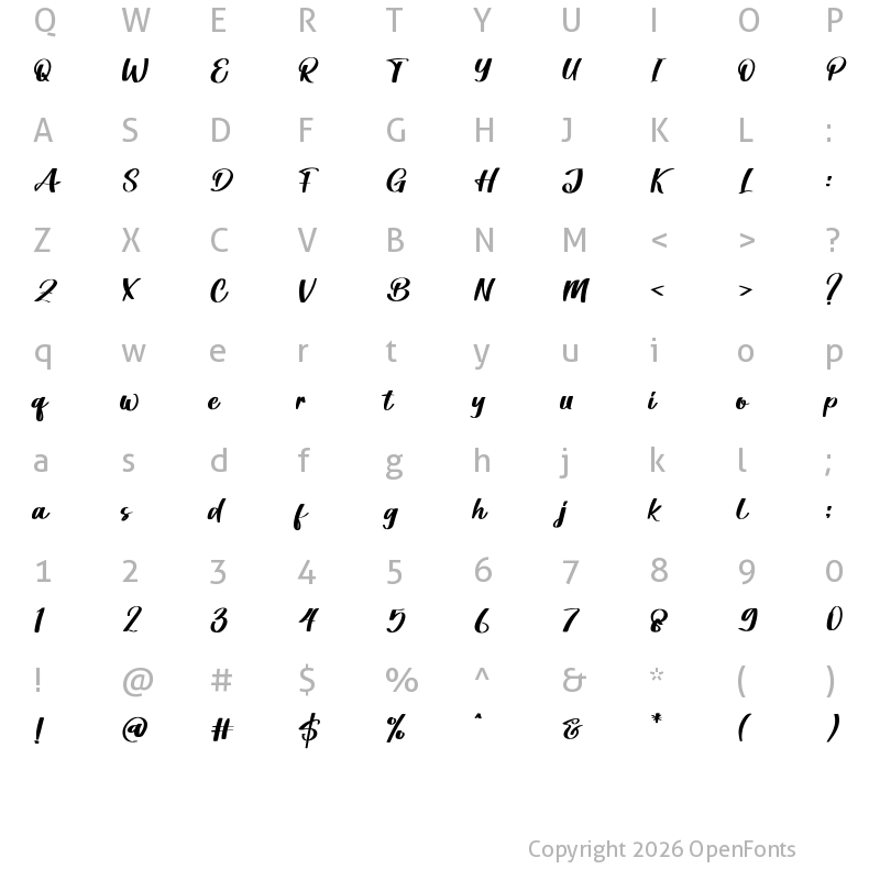 Character Map of Huggies Regular