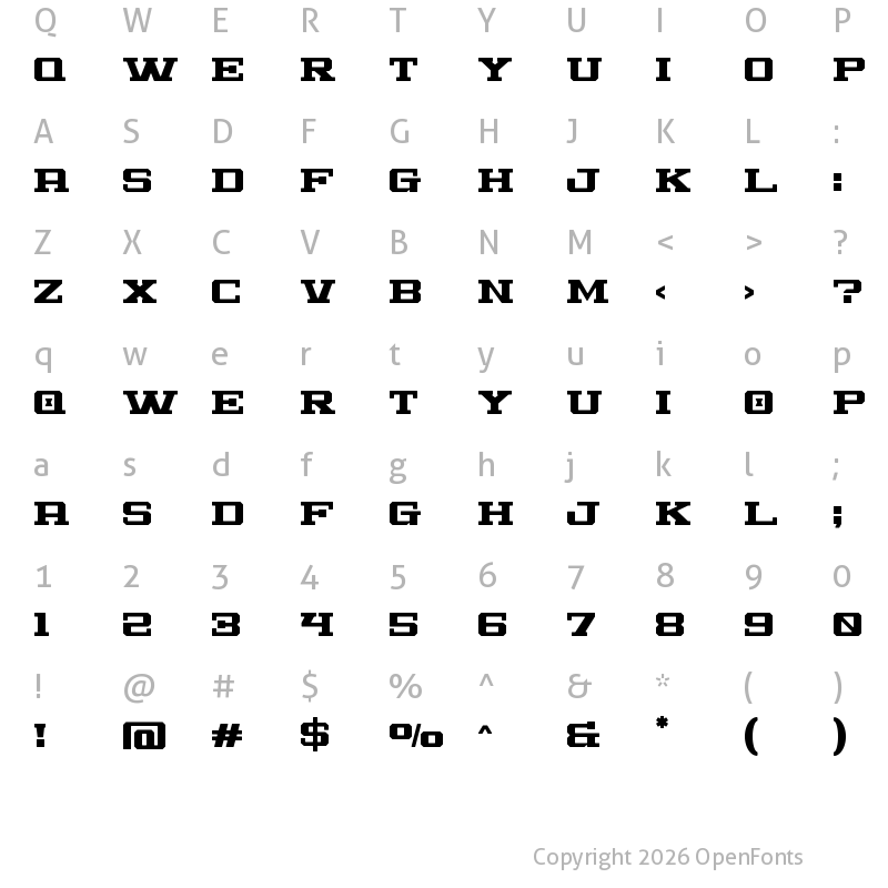 Character Map of Huggo Regular