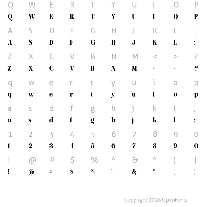 Character Map of Hugiller DEMO Regular