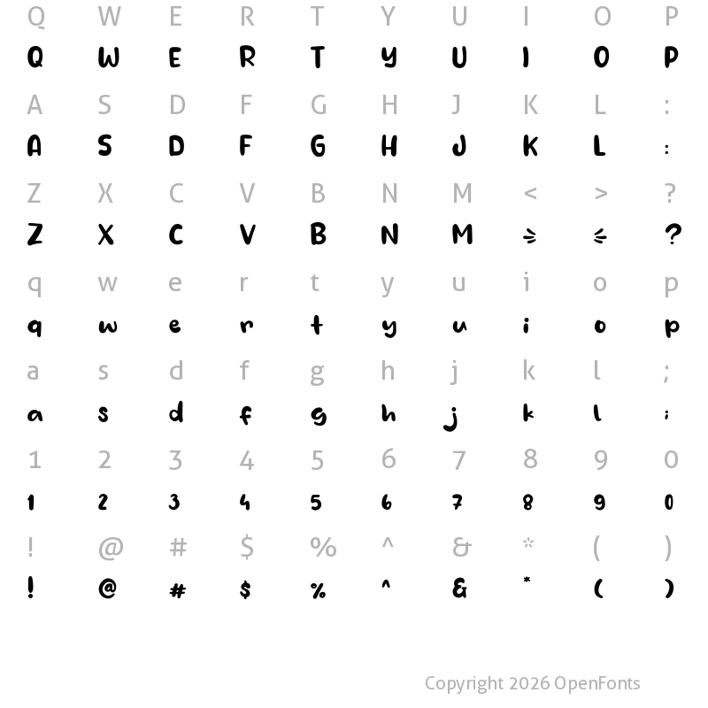 Character Map of Hujan Regular