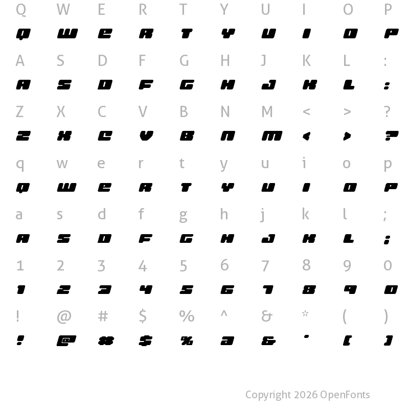 Character Map of Hula Hoop Girl Expanded Italic Expanded Italic