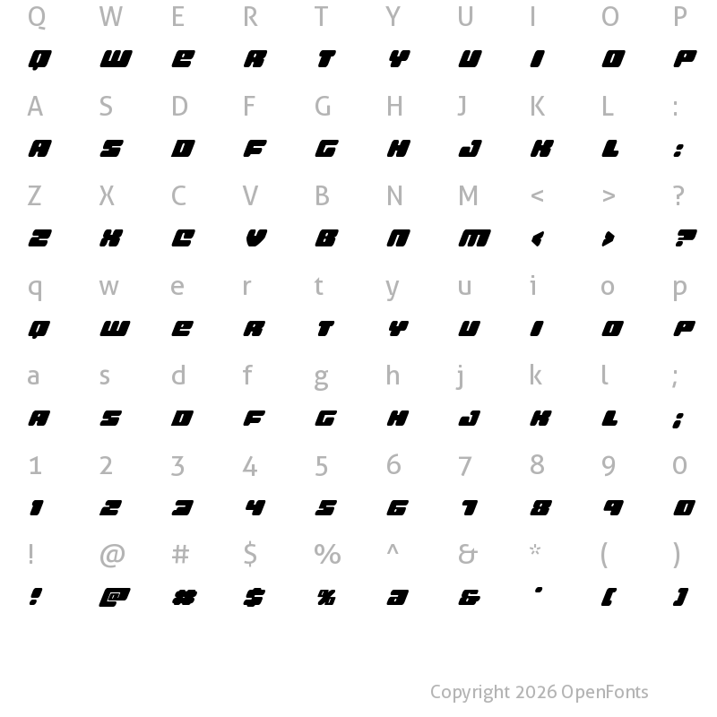 Character Map of Hula Hoop Girl Super-Italic Italic