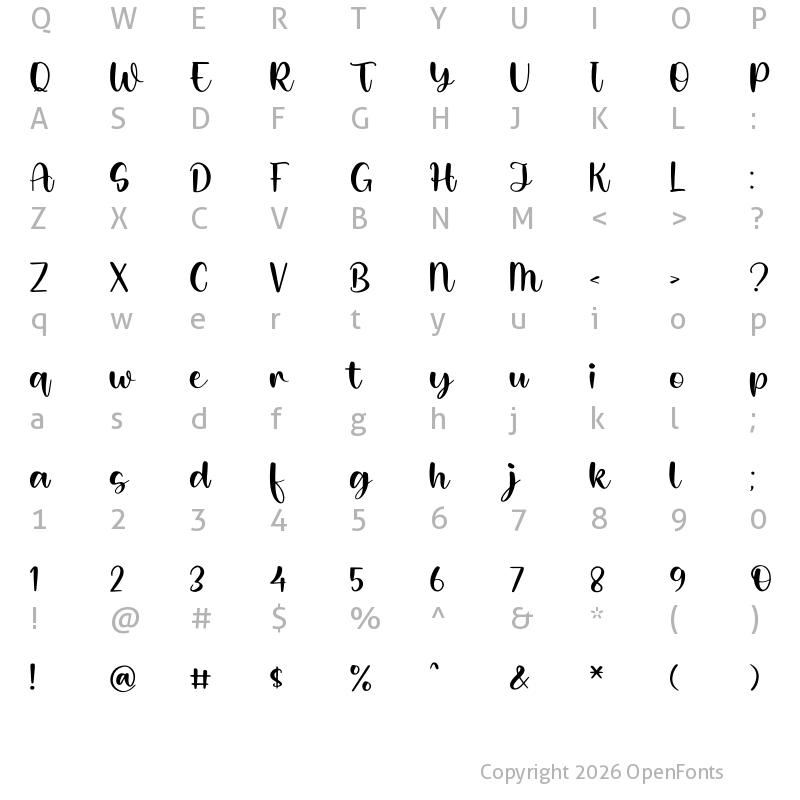 Character Map of Hulahop Sweeti Regular