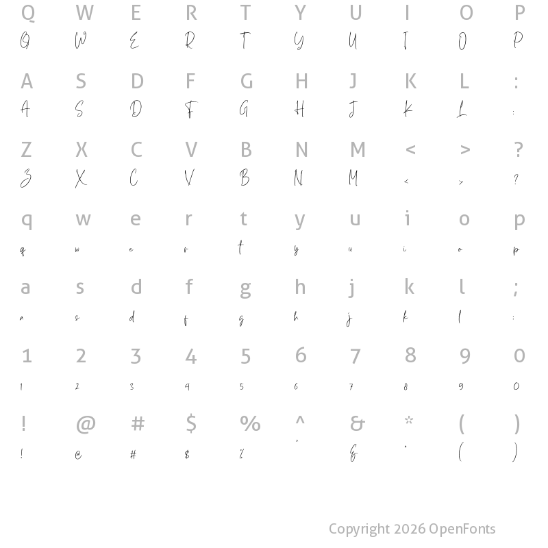 Character Map of Hulya Script Regular