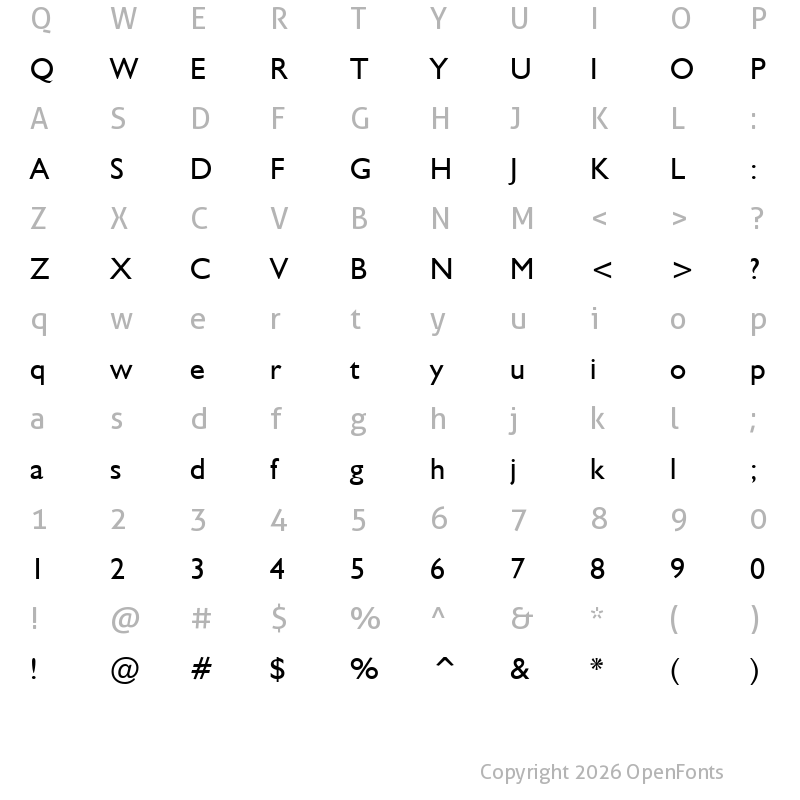 Character Map of Humanst521 BT Roman