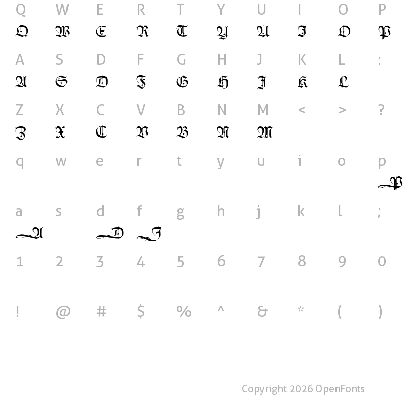 Character Map of HumboldtFraktur Initialen Regular