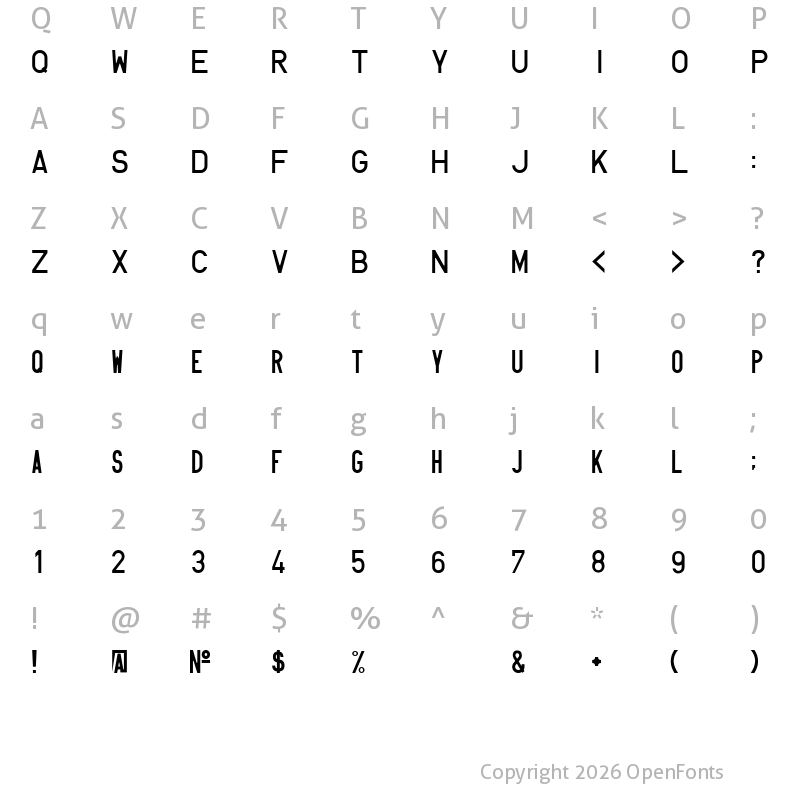 Character Map of HUN-din 1451 Regular