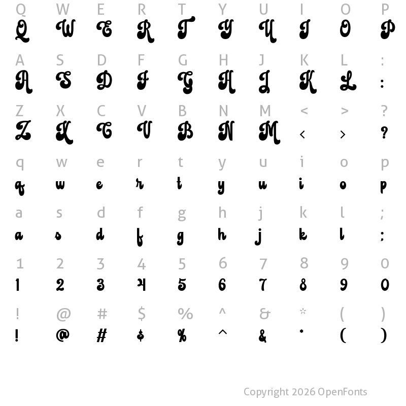 Character Map of Hunderland Regular