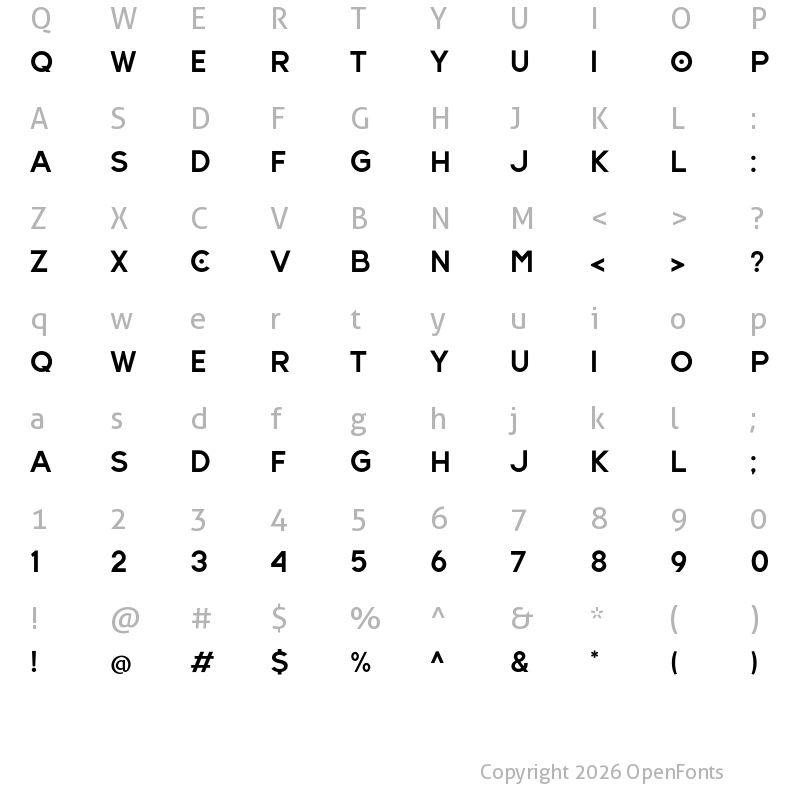 Character Map of Hundred Ligatture Regular