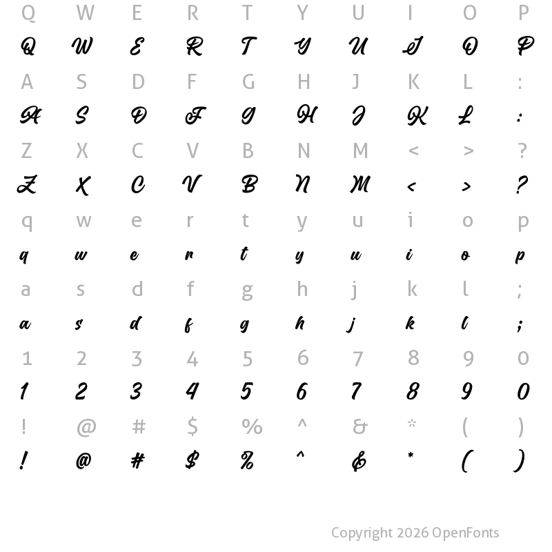 Character Map of Hundred Miracles Regular