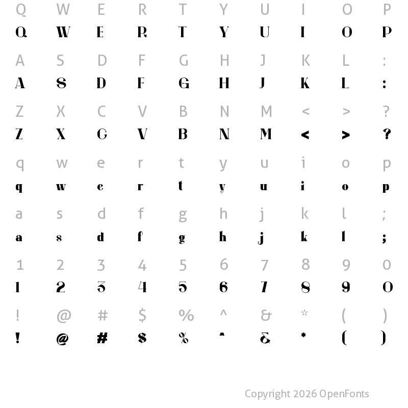 Character Map of Hungda Regular