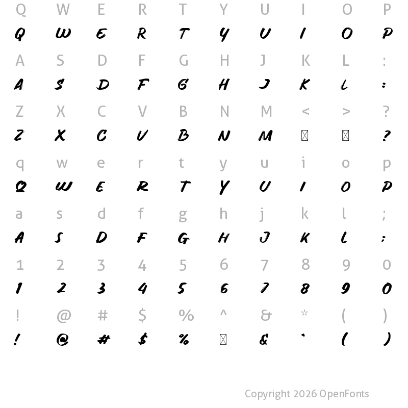 Character Map of Hunger Regular