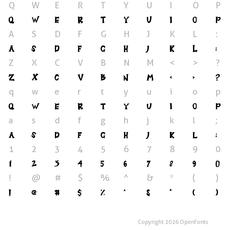 Character Map of Hungry Beast Regular