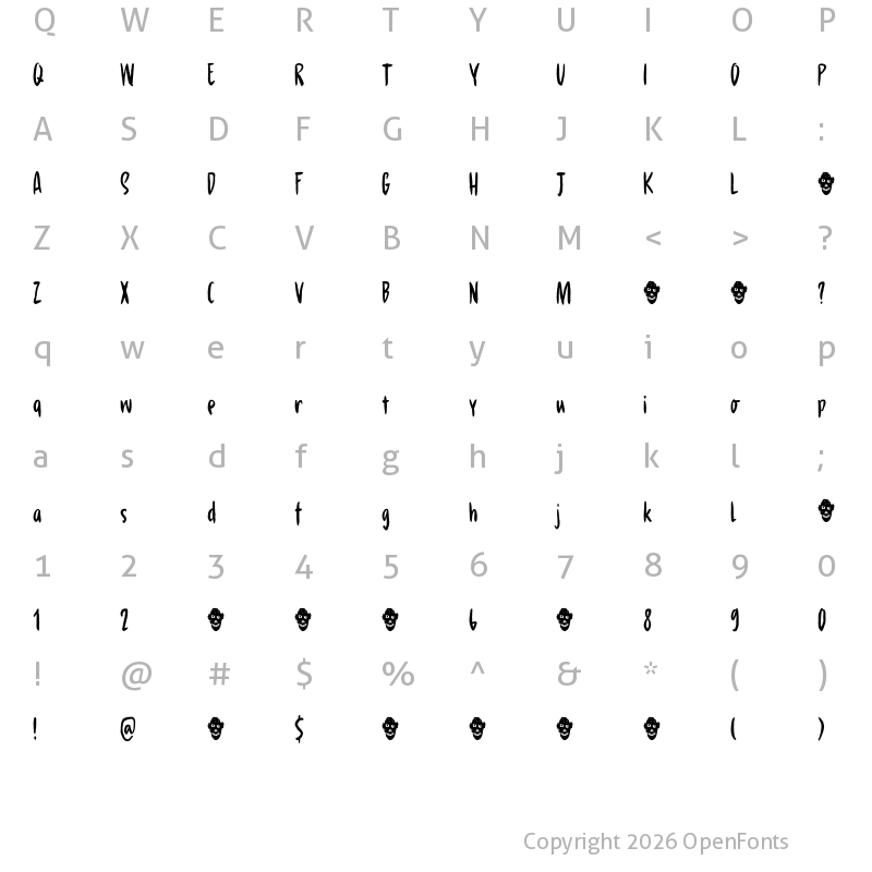Character Map of Hungry Zombie DEMO Regular