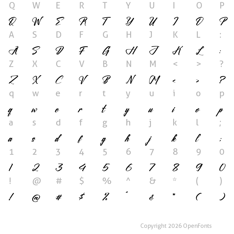 Character Map of Huntesla Gloficka Regular