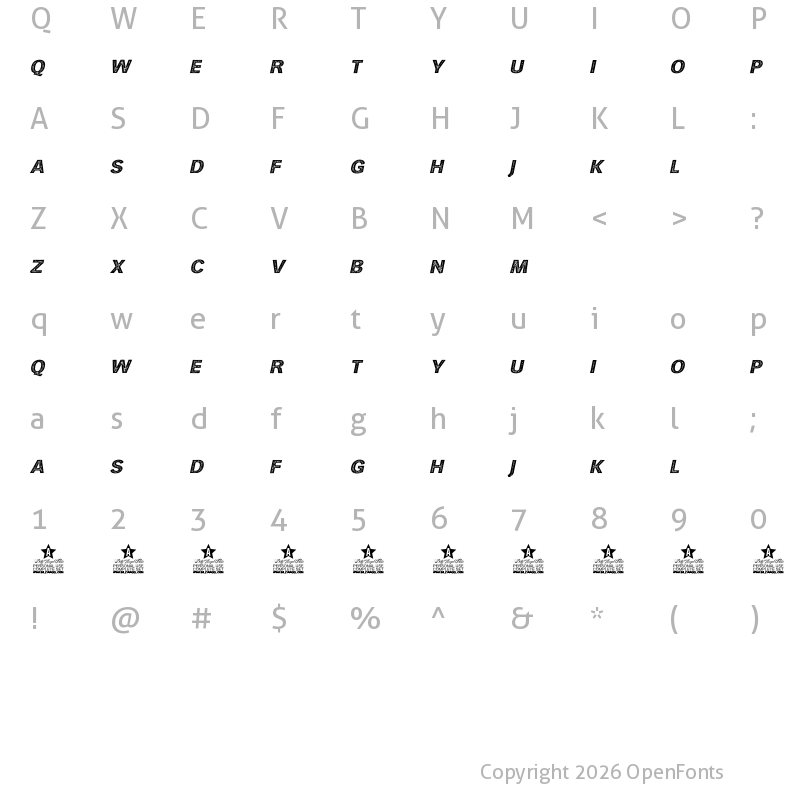 Character Map of HURLANT ITALIC PERSONAL USE Regular