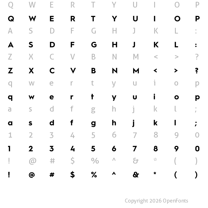 Character Map of HurmeGeometricSans1W01-Bold Regular