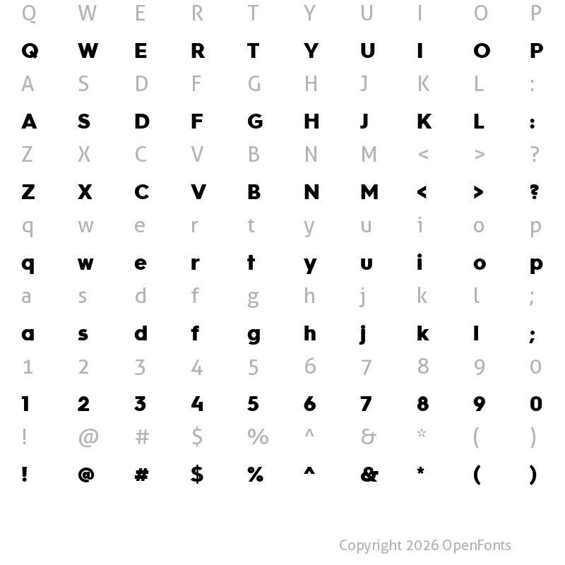 Character Map of HurmeGeometricSans3W03-Blk Regular