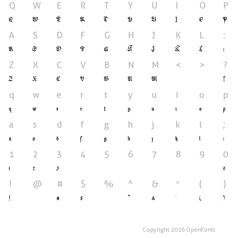 Character Map of Hurufraktur Regular
