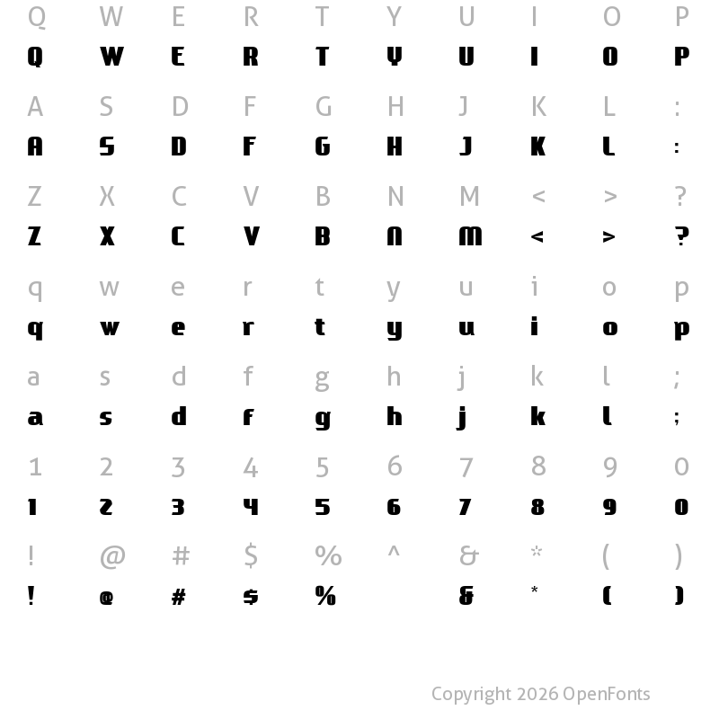 Character Map of Huxley Max ExtraBlack