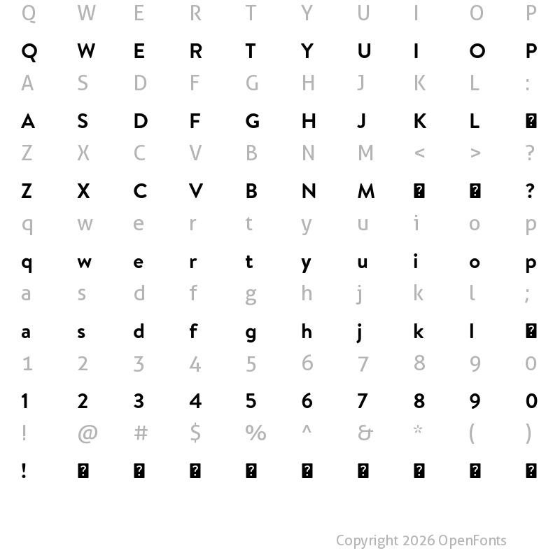 Character Map of HvDTrial Brandon Text Bold