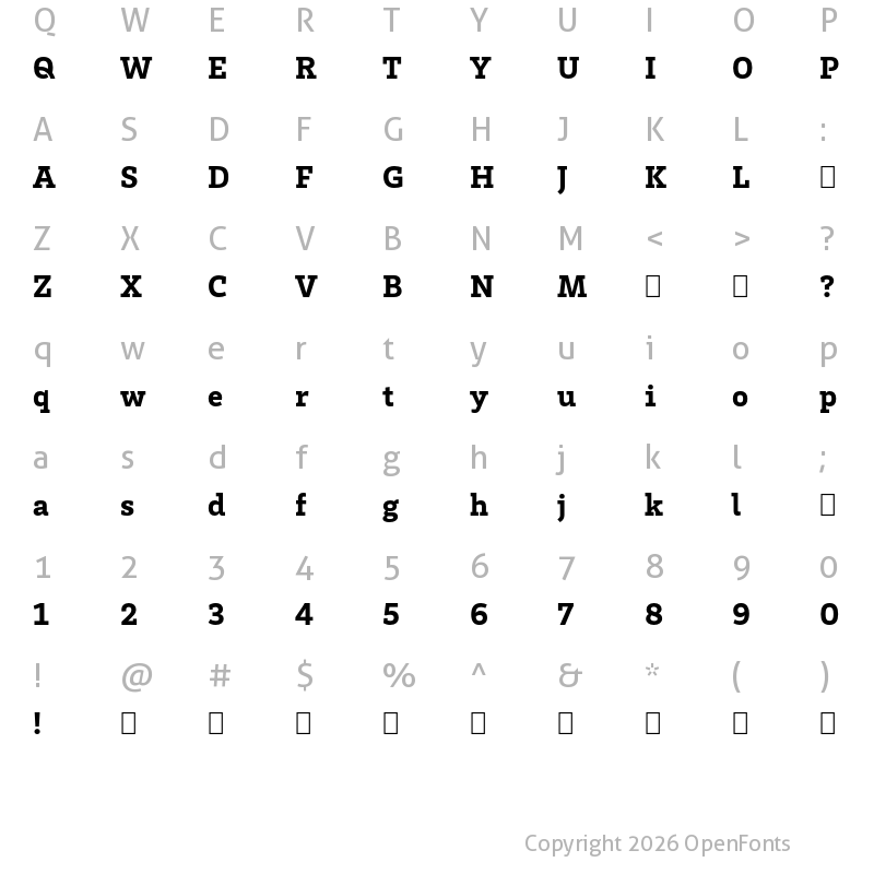 Character Map of HvDTrial Brix Slab Black