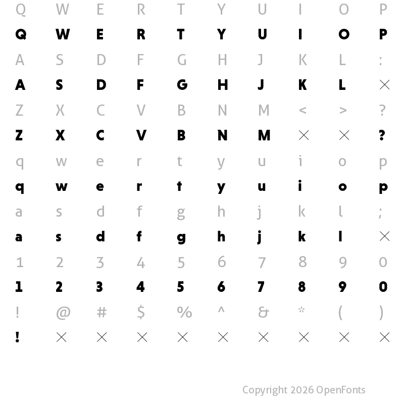 Character Map of HvDTrial Niveau Grotesk Black