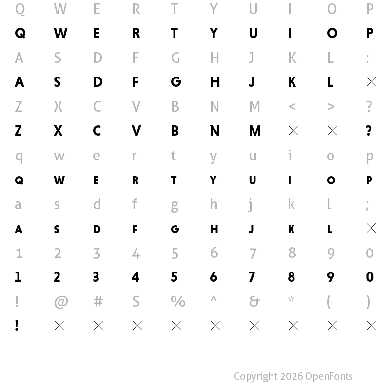 Character Map of HvDTrial Niveau Grotesk Bold Small Caps