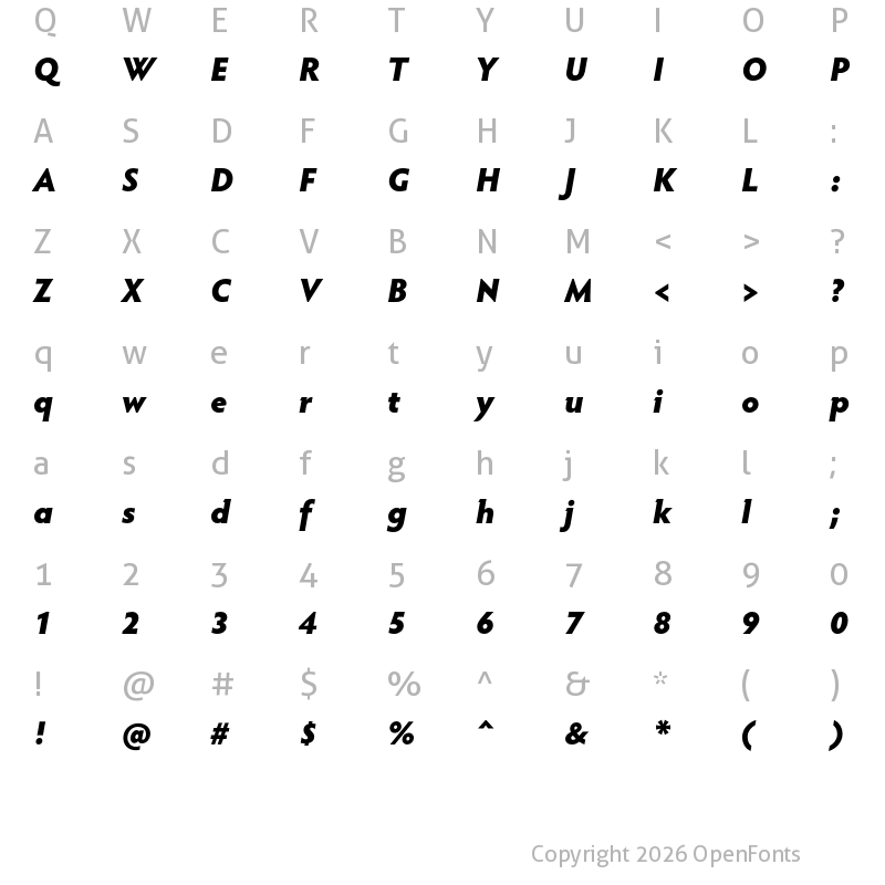 Character Map of Hypatia Sans Pro Black Italic