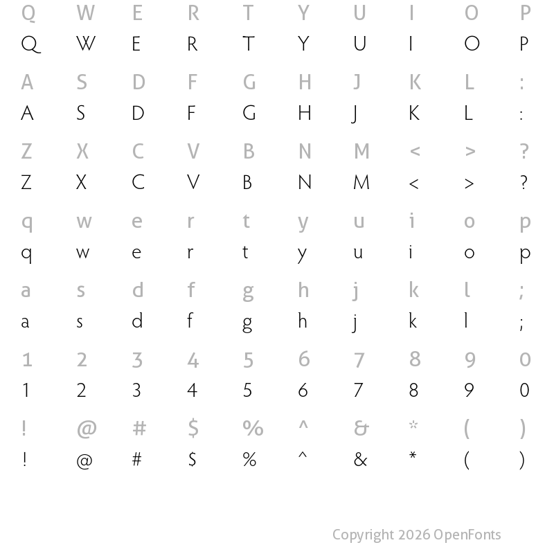 Character Map of Hypatia Sans Pro Light