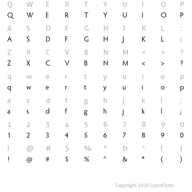 Character Map of Hypatia Sans Pro Regular