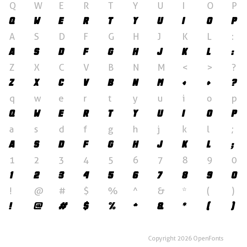 Character Map of HyperFatos RoundedItalic